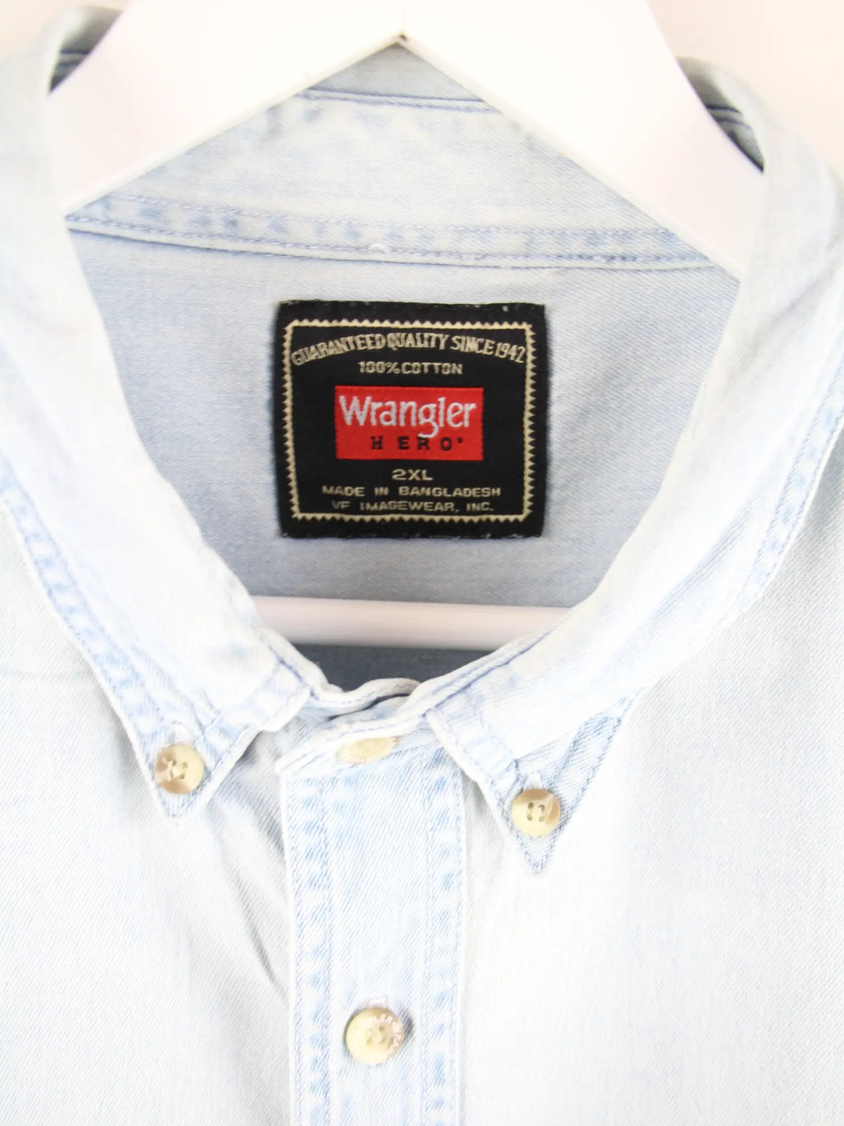 Wrangler Freizeit Hemd Blau XXL – Etikett