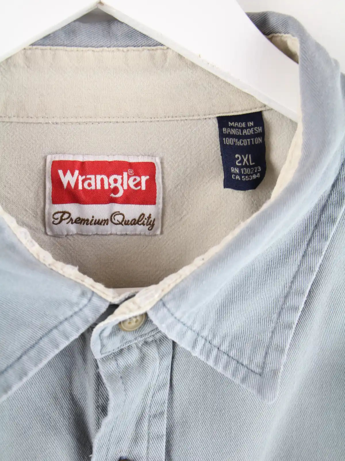Wrangler Freizeit Hemd Blau XXL – Etikett