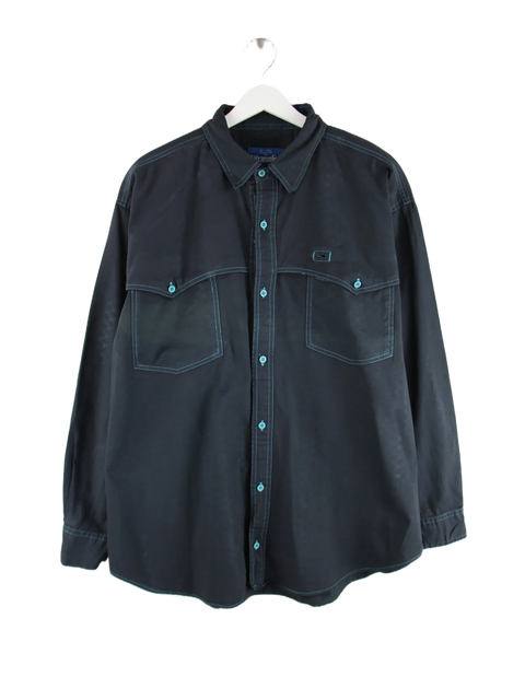 Wrangler Freizeit Hemd Schwarz XL – Vorderseite