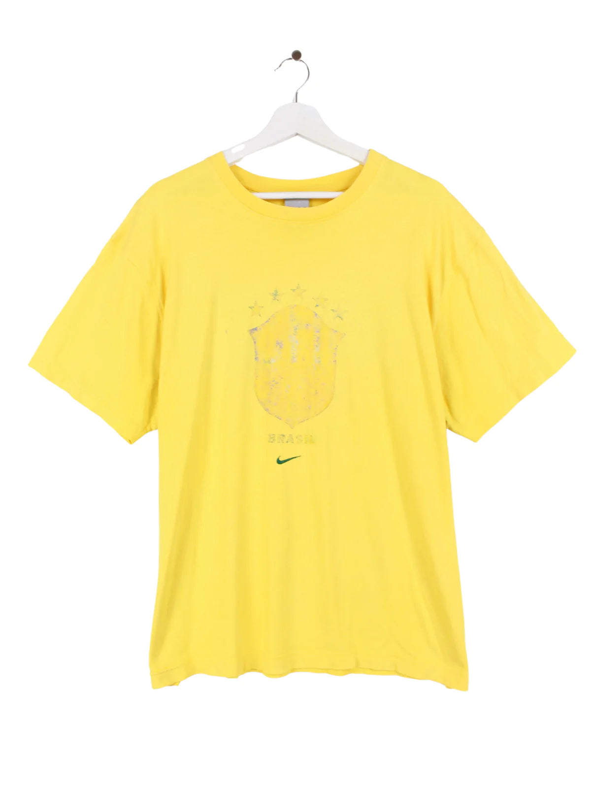 Vintage 90's Nike Brazil T-Shirt Big Swoosh Central Logo Yellow