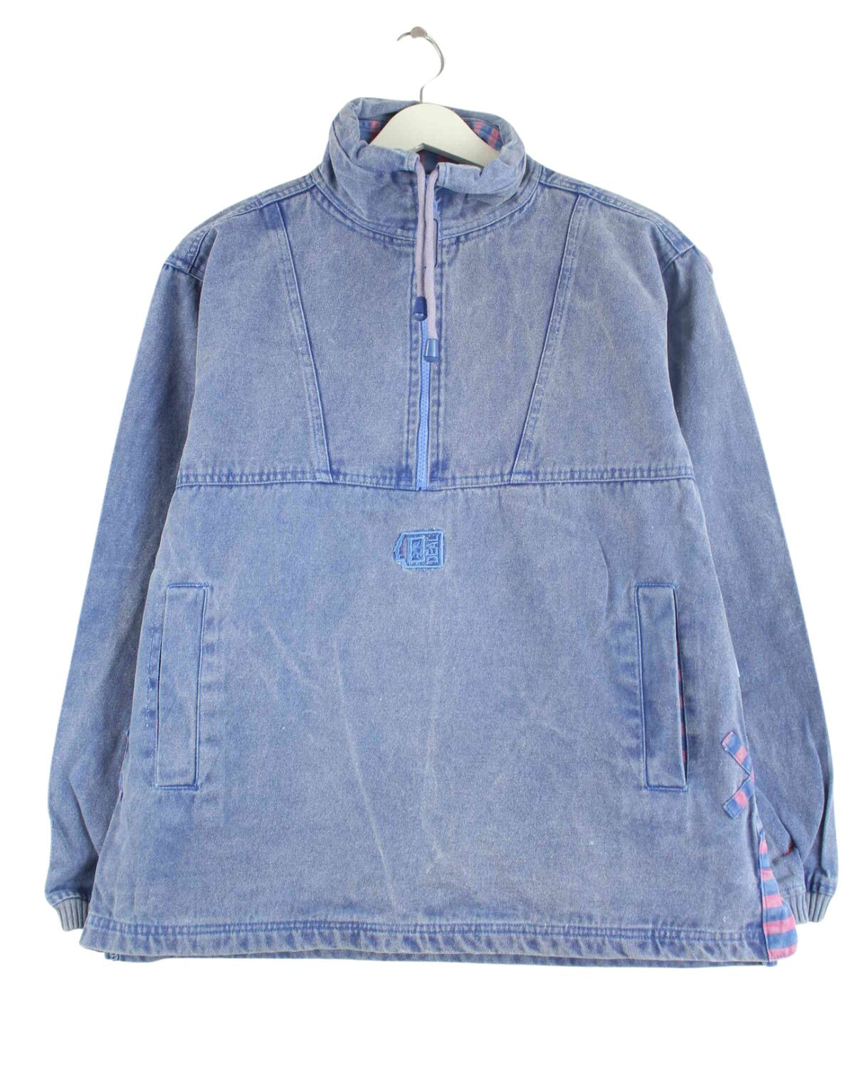 Vintage 90s Half Zip Jacke Blau M (front image)