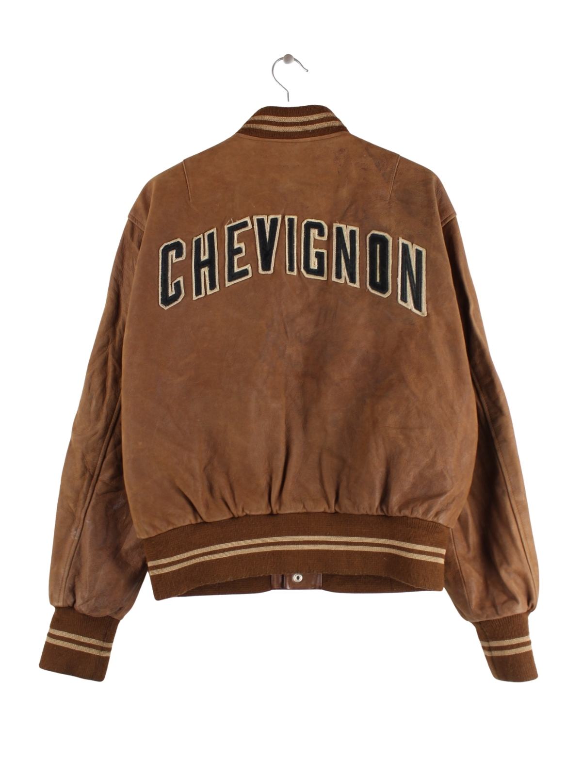 Chevignon 90s Vintage Spellout Leder Jacke Braun M – Peeces