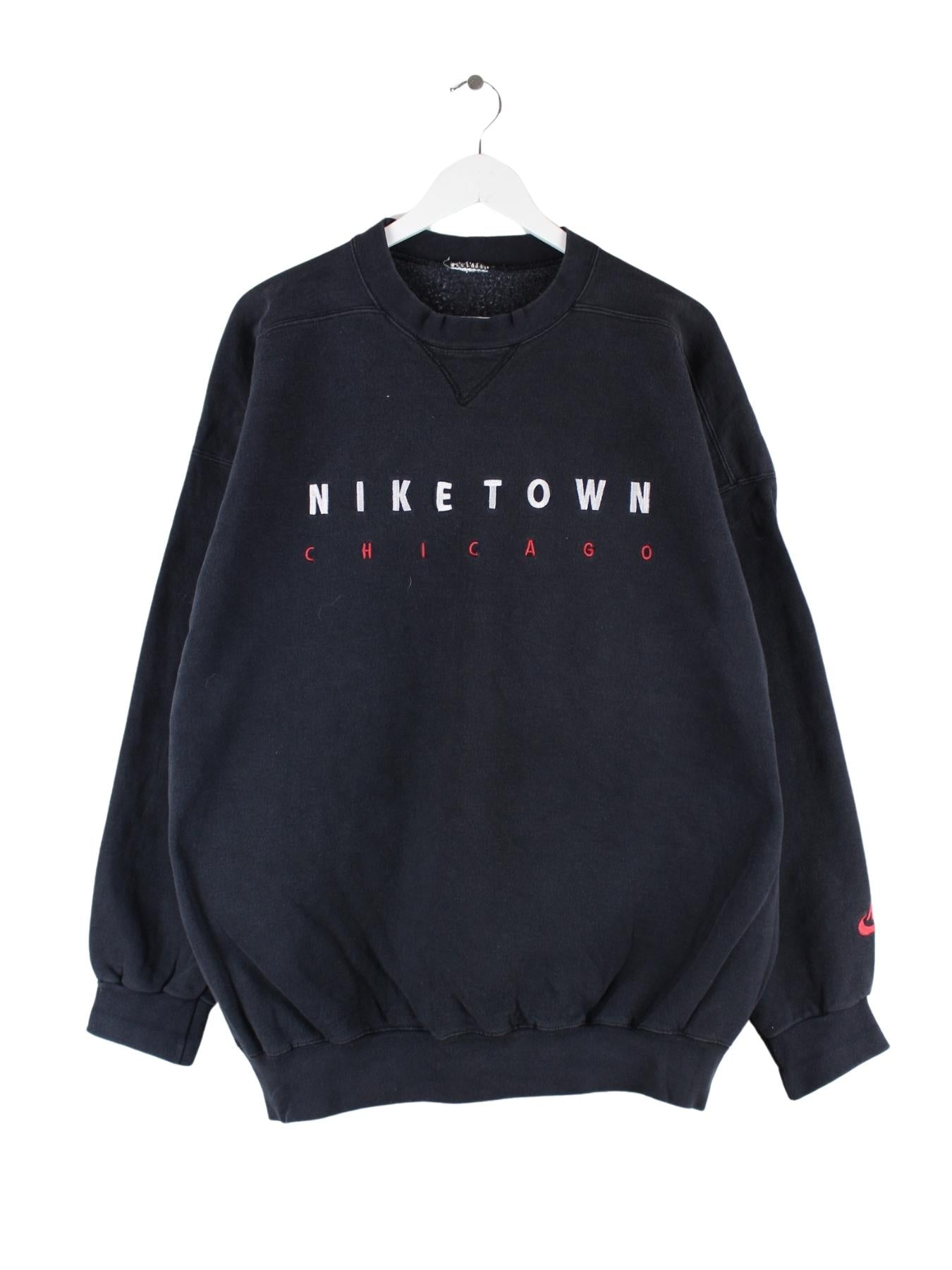 90s USA製 NIKE TOWN CHICAGO 色落ちフェード 刺繍 M Vintage 90's Nike Town Chicago Crewneck Sweatshirt White