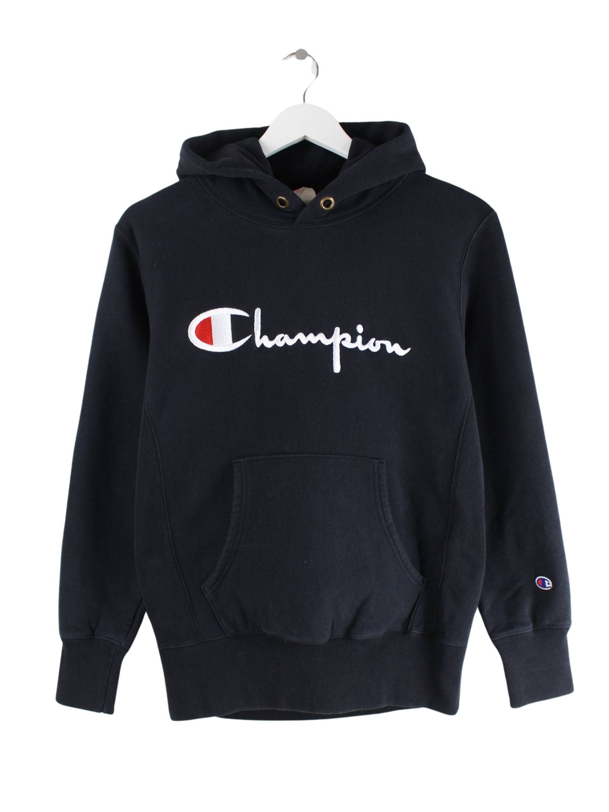 Champion Damen 00s Embroidered Reverse Weave Hoodie Schwarz S – Peeces