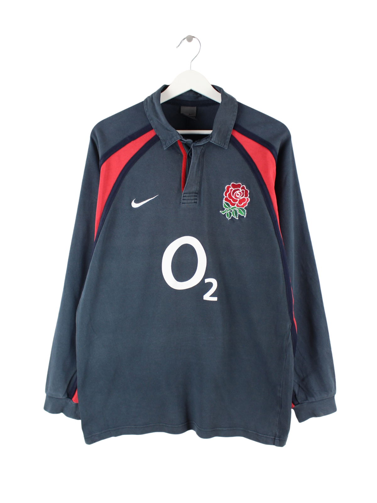 Nike England Rugby Long Sleeve Polo Blue L Peeces