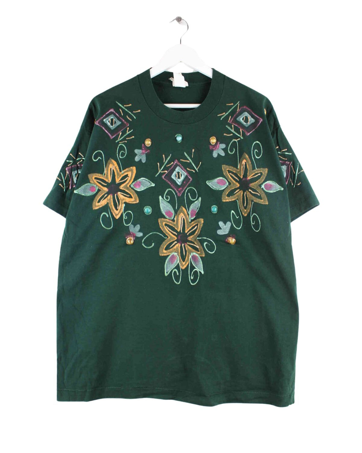 Vintage 90s Painted Single Stitched T-Shirt Grün L (front image)