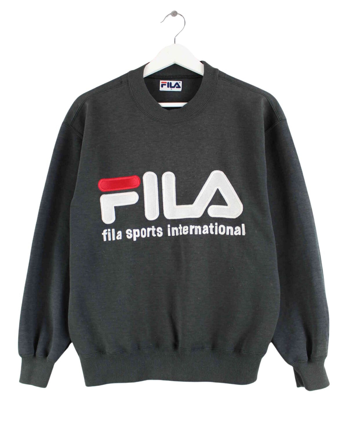 Fila 90s Vintage Embroidered Sweater Grau S (front image)