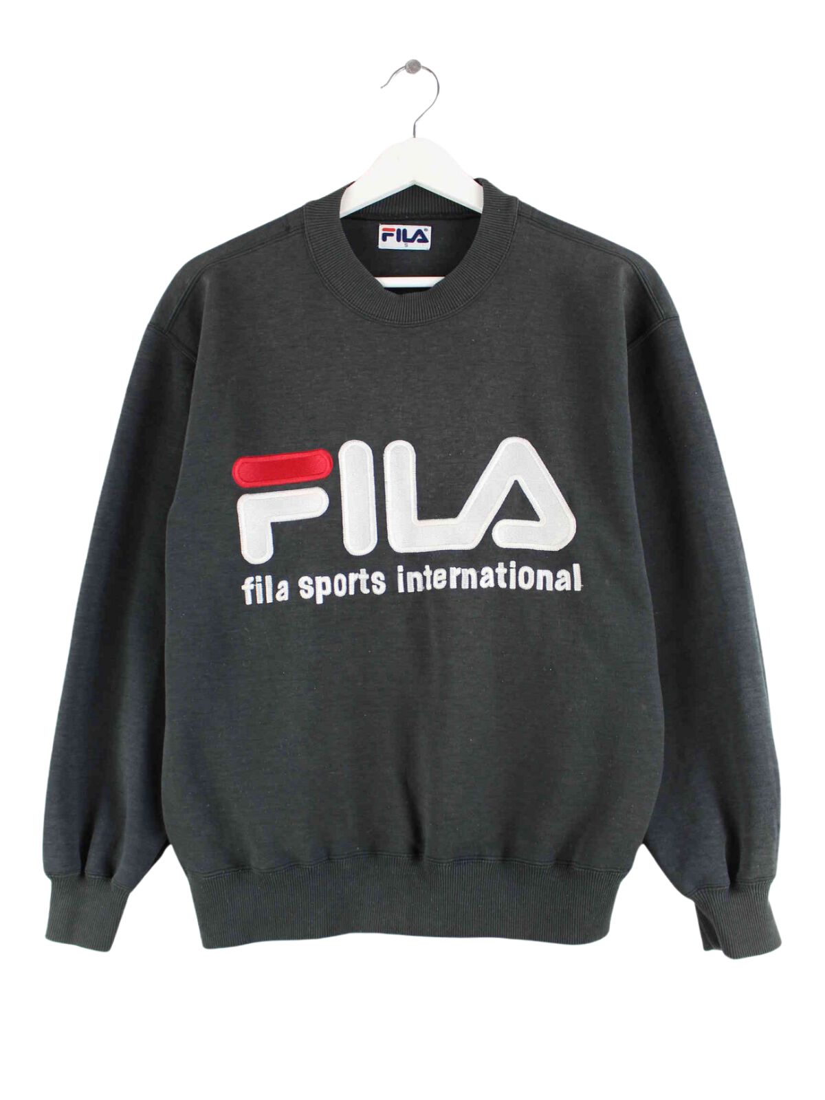 Fila 90s Vintage Embroidered Sweater Grau S (front image)