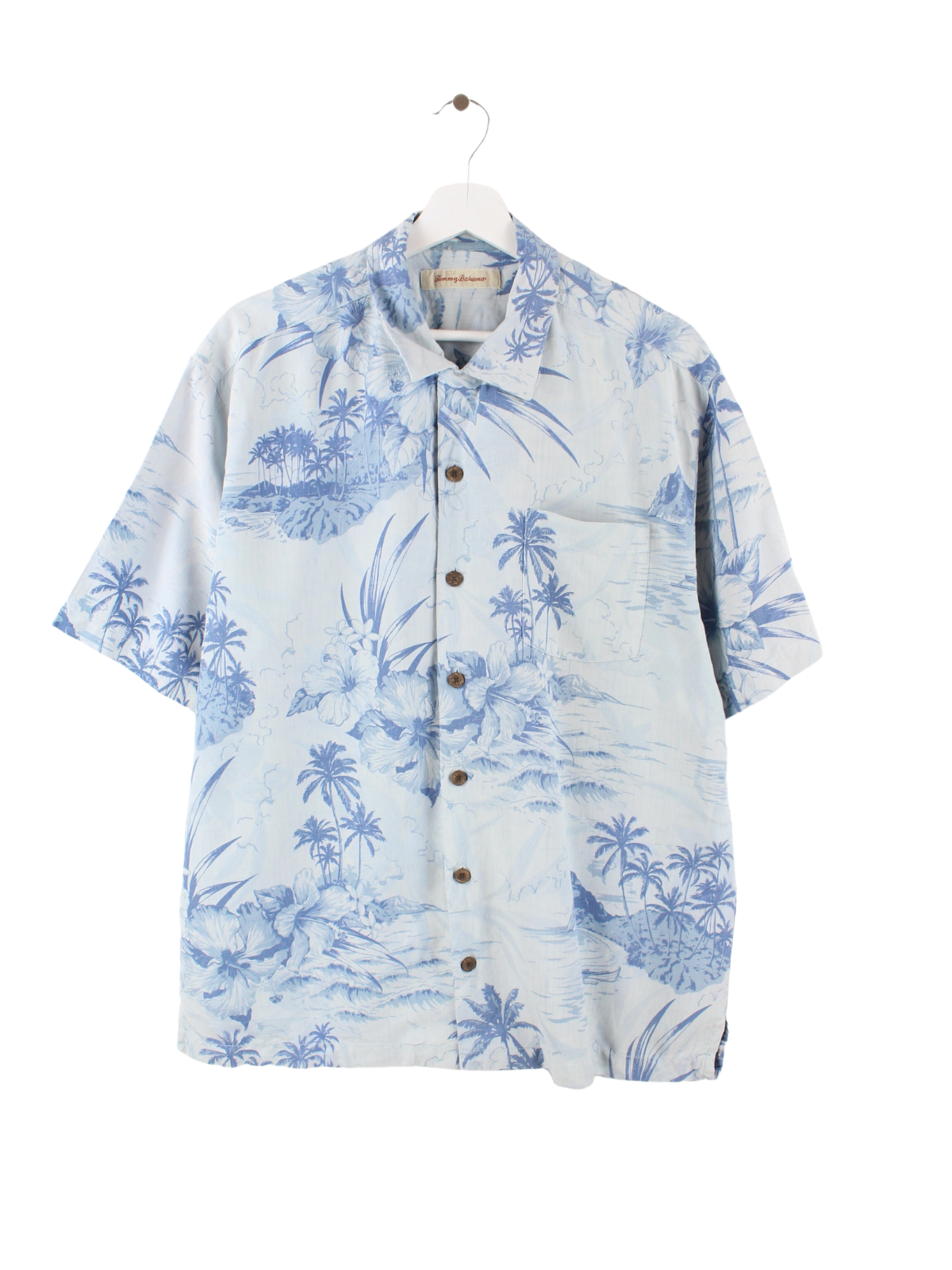 Tommy Bahama Silk Hawaiian Shirt Blue L