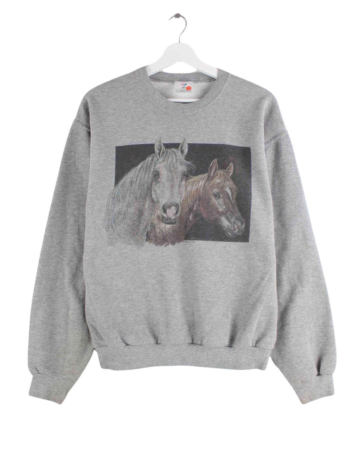 Jerzees Damen Horse Print Sweater Grau M (front image)