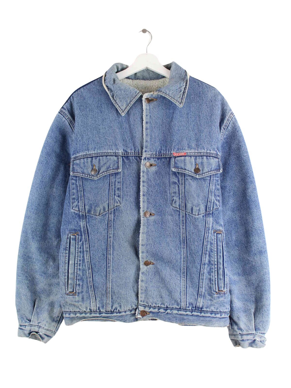 Vintage 90s Gefütterte Jeans Jacke Blau L (front image)