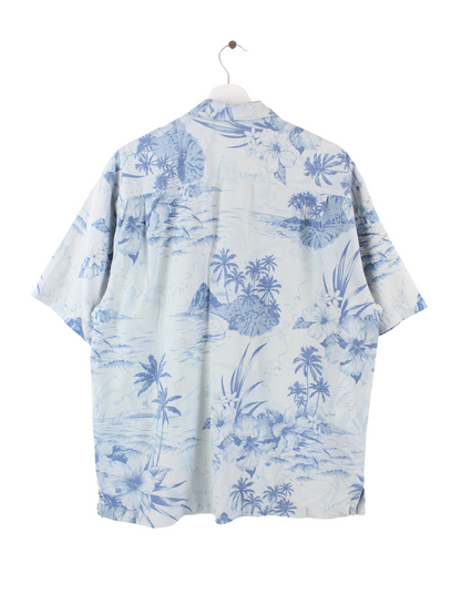 Tommy Bahama Silk Hawaiian Shirt Blue L