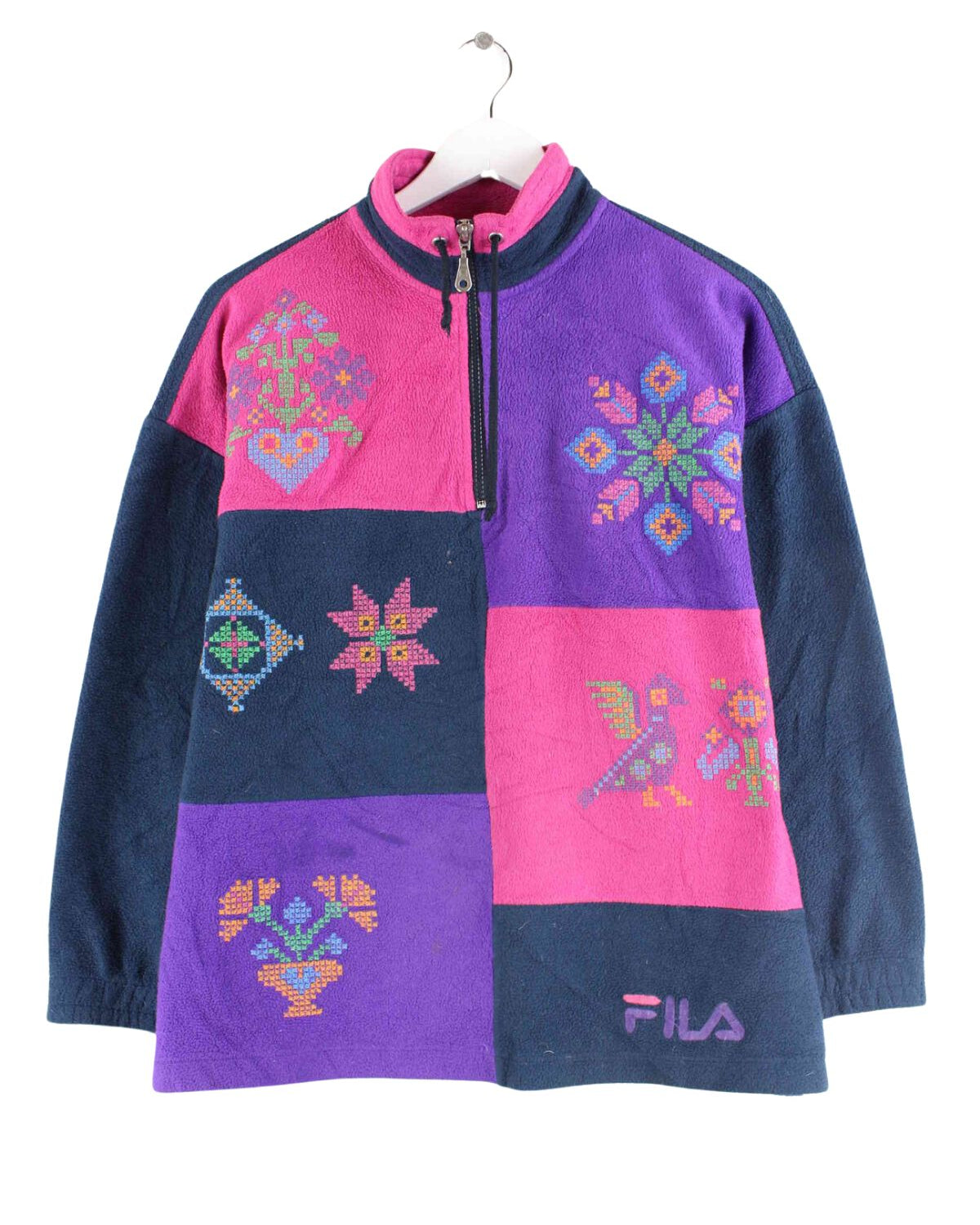 Fila Damen 90s Vintage Fleece Half Zip Sweater Blau M (front image)