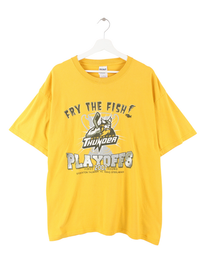Gildan Hockey Print T-Shirt Gelb XL