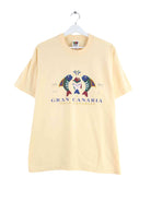 Fruit of the Loom y2k Gran Canaria Print T-Shirt Gelb L (front image)