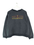 Vintage 90s Steamboat Embroidered Sweater Grau M (front image)