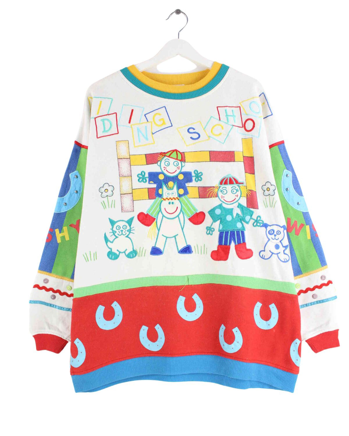 Vintage 90s Children Embroidered Sweater Mehrfarbig L (front image)