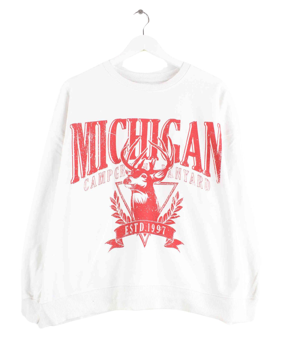 Vintage Michigan Print Sweater Weiß S (front image)