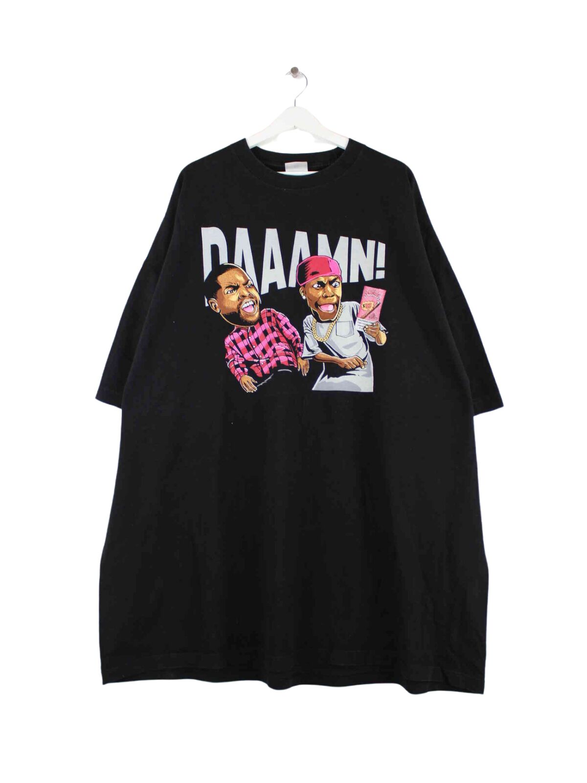 Vintage Daaamn! Print T-Shirt Schwarz 5XL (front image)