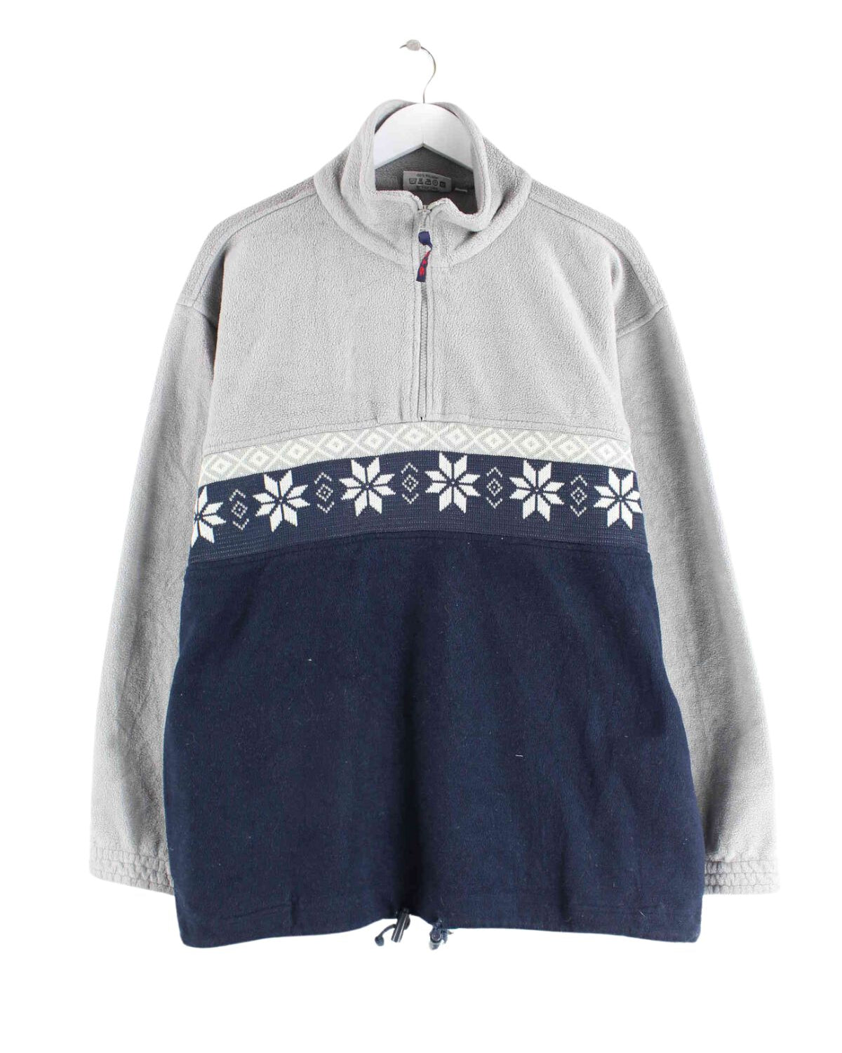 Vintage 90s Fleece Half Zip Sweater Grau L (front image)