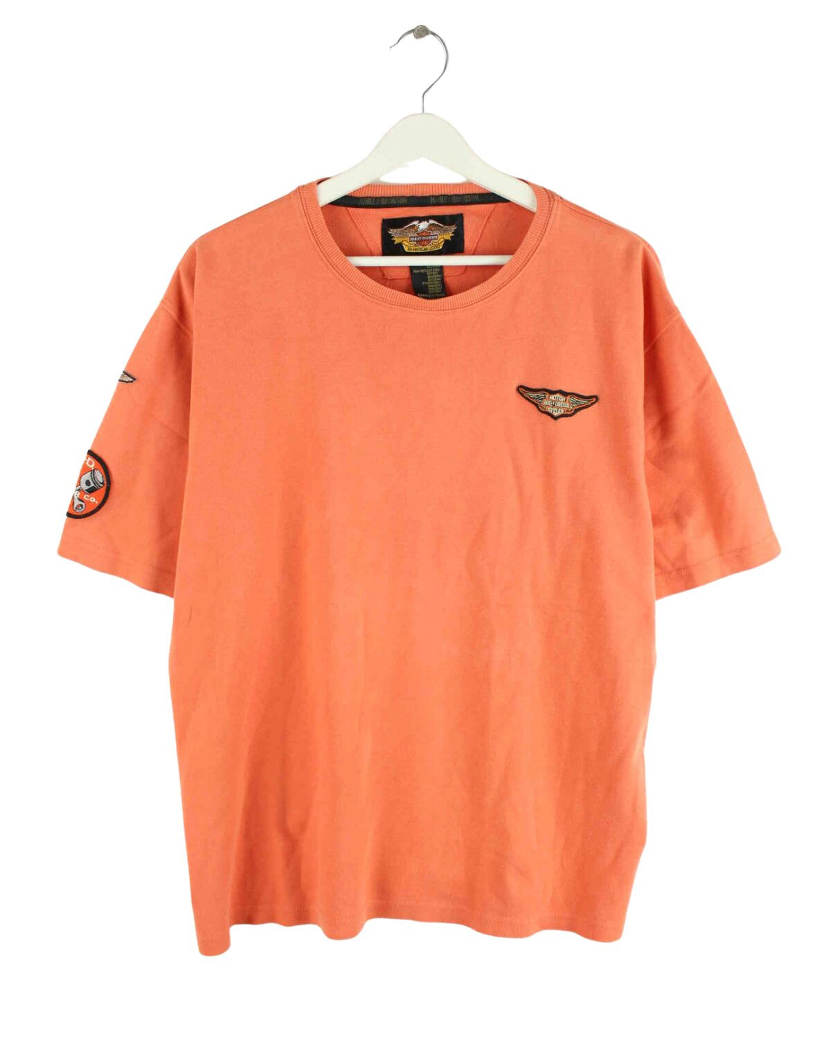 Harley Davidson 90s Vintage Patch T-Shirt Orange L (front image)