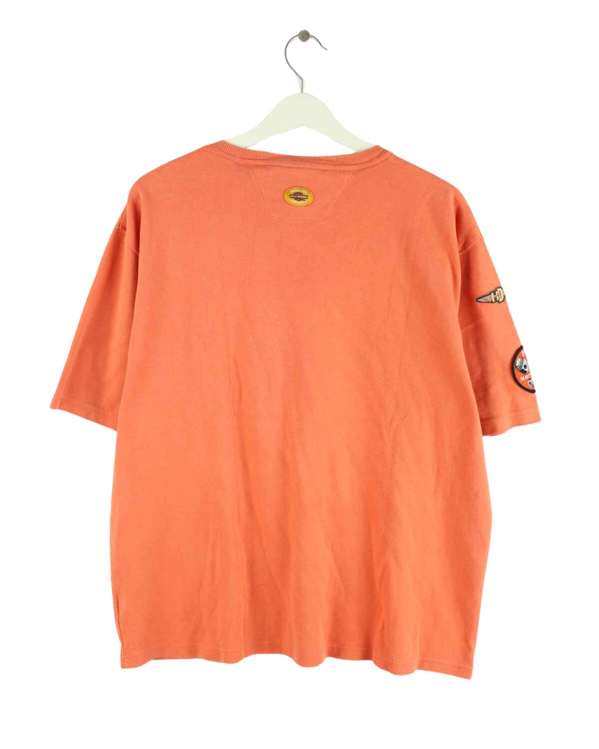 Harley Davidson 90s Vintage Patch T-Shirt Orange L (back image)