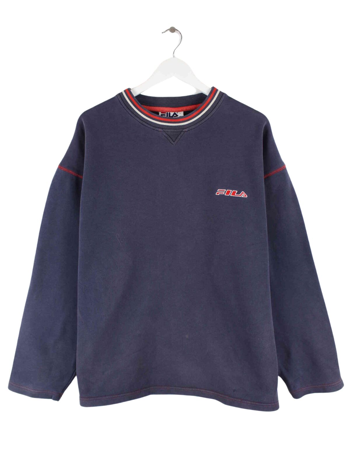 Fila 90s Vintage Embroidered Sweater Blau L (front image)