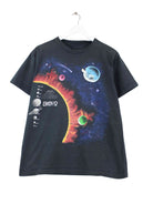 Vintage 1990 Solar System Print Single Stitch T-Shirt Schwarz S (front image)