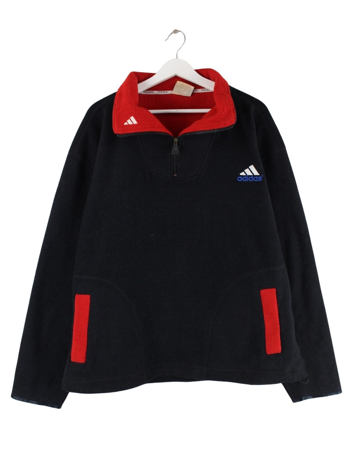 Adidas 90s Vintage Big Logo Half Zip Fleece Sweater Schwarz
