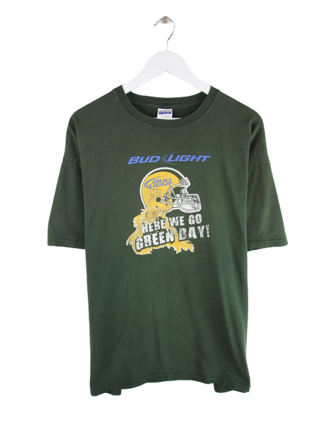 Gildan 00s NFL Green Bay Bud Light Print T-Shirt Grün XL