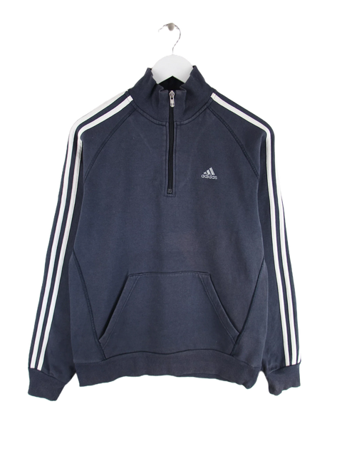 Adidas 3-Stripes Kangaroo Pocket Half Zip Sweater Blau S