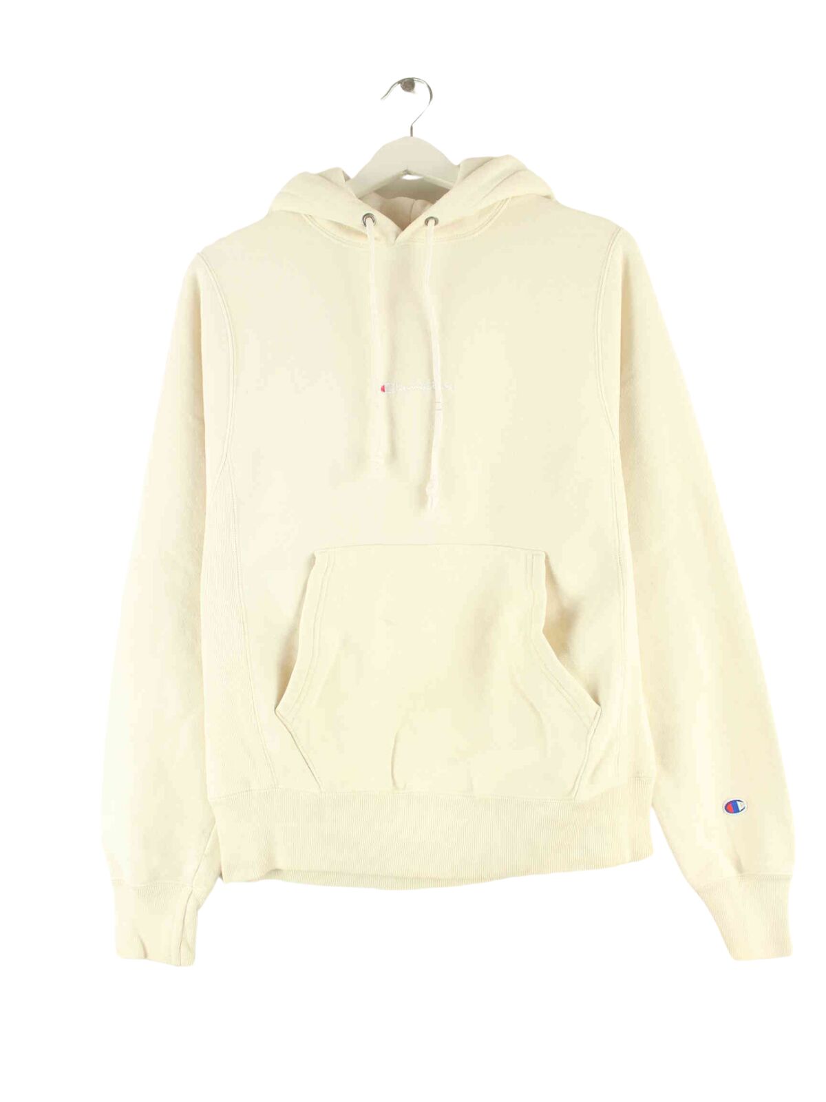Champion 00s Reverse Weave Embroidered Hoodie Beige XS (front image)