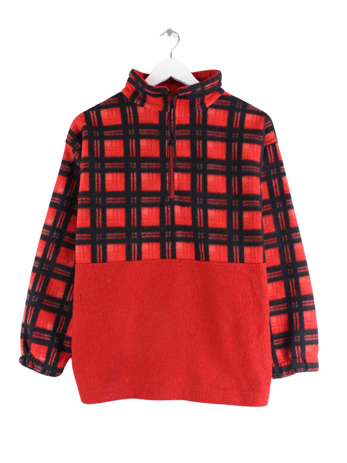 Vintage Damen y2k Fleece Half Zip Sweater Rot S (front image)