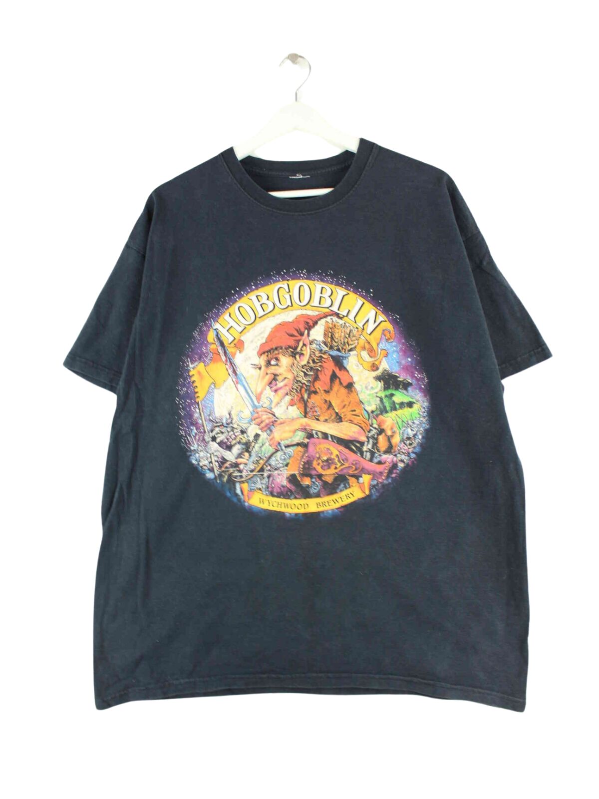 Vintage y2k Hobgoblin Print T-Shirt Schwarz XL (front image)