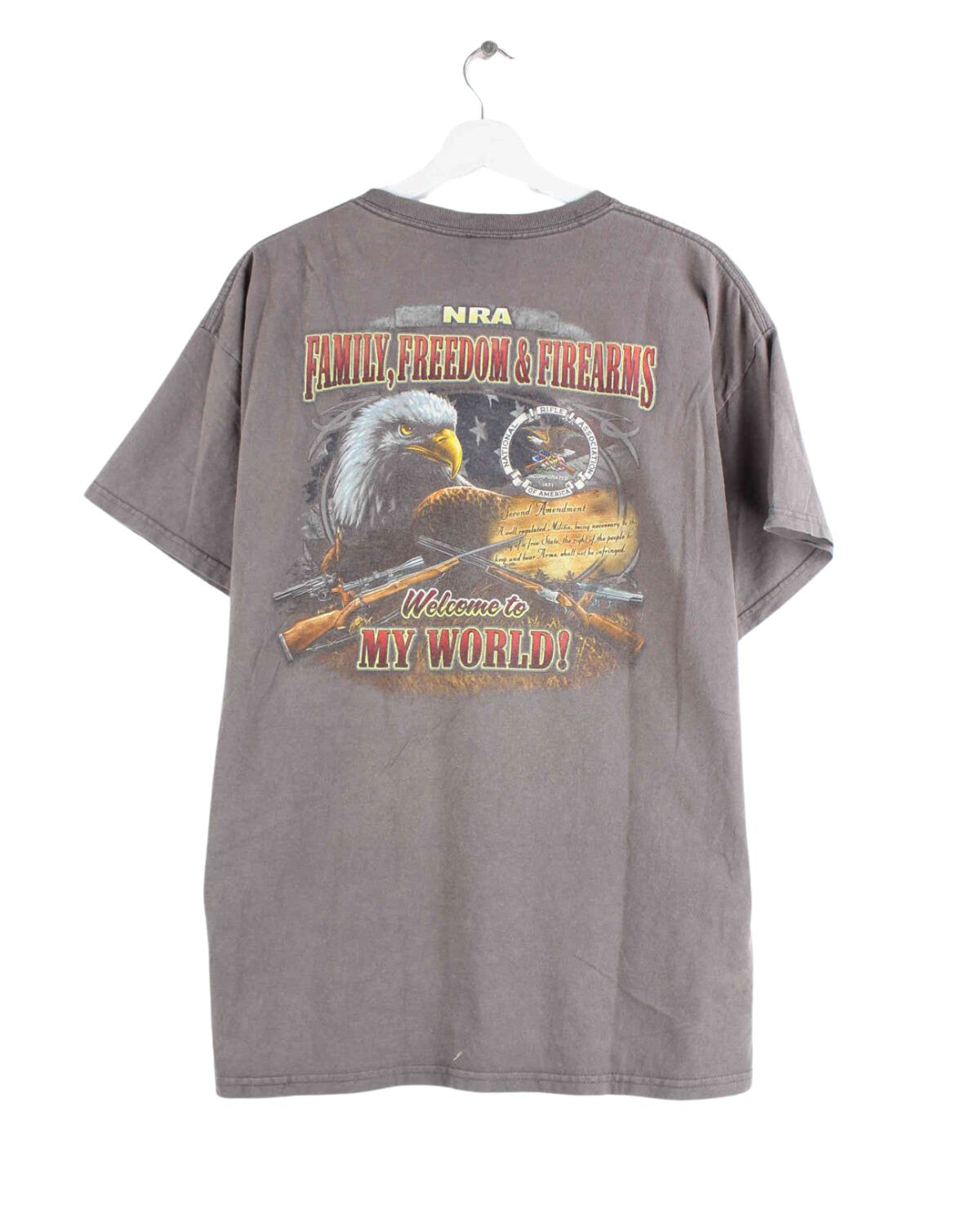 Vintage USA Freedom Print T-Shirt Braun XL (back image)