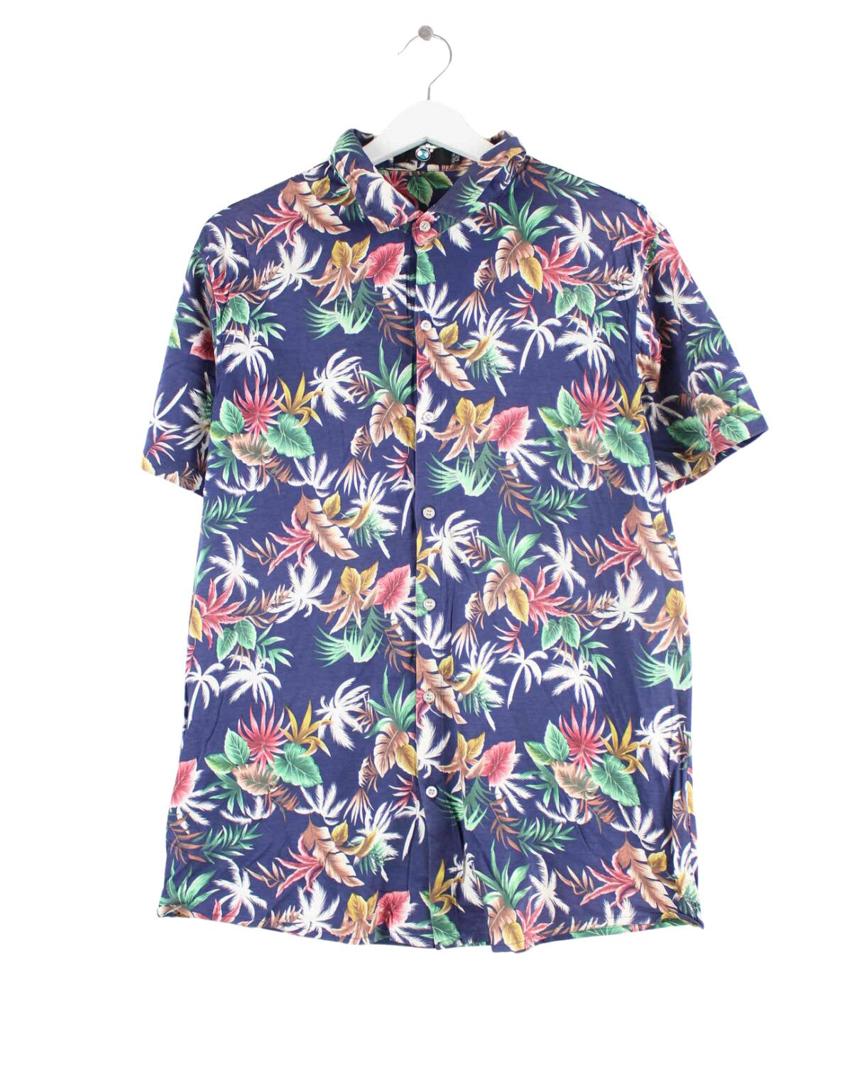 Vintage Hawaii Kurzarm Hemd Blau L (front image)