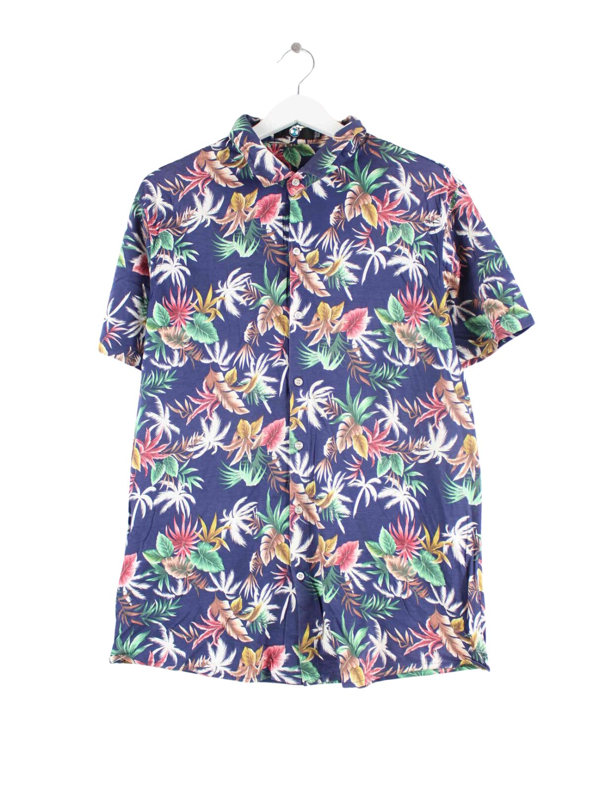 Vintage Hawaii Kurzarm Hemd Blau L (front image)