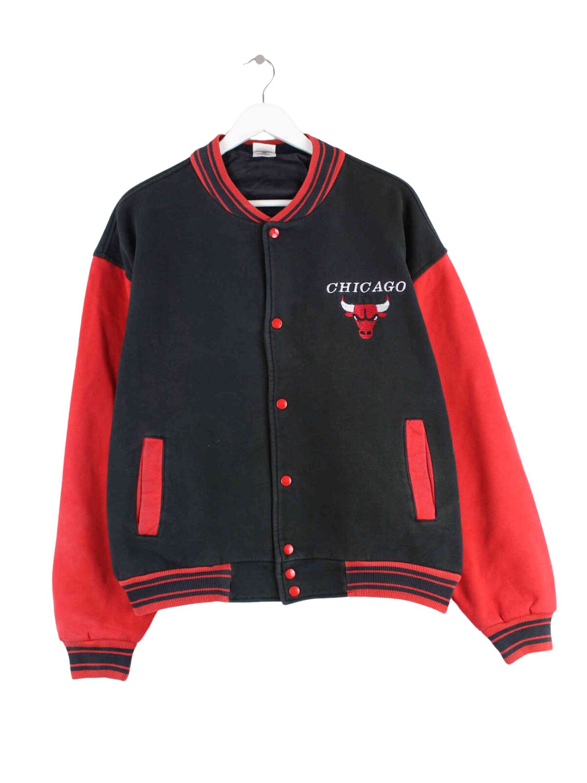 Fruit of the Loom 90s Vintage Chicago Bulls Embroidered Jacke Schwarz XL (front image)