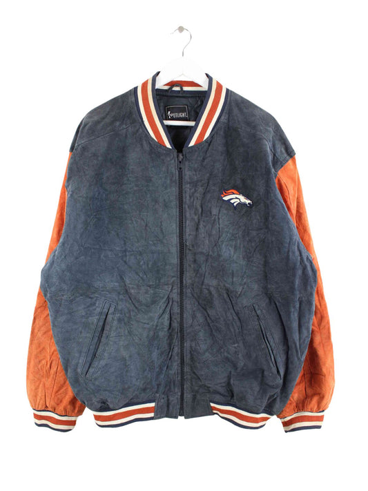 Vintage Denver Broncos Leder College Jacke Blau XL