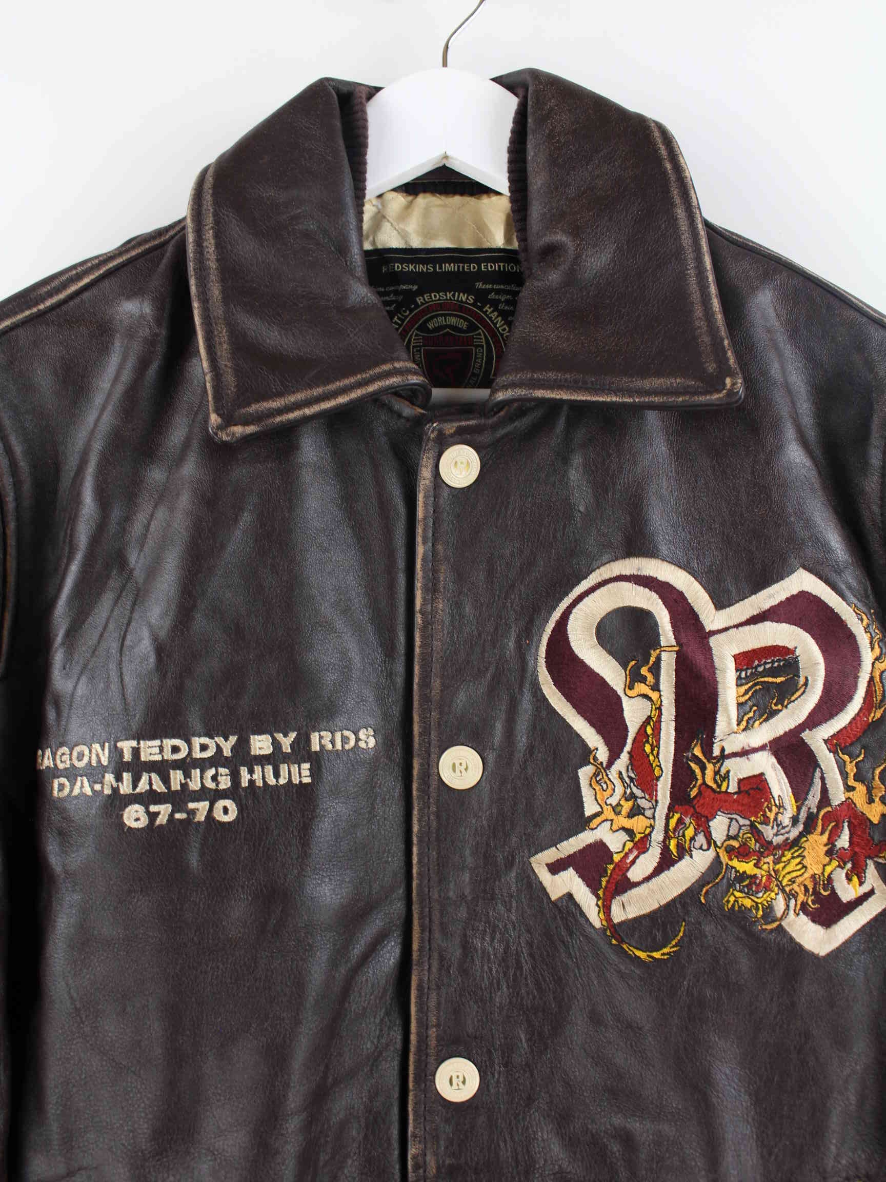Redskins Men's Genuine Cow Leather Aviator Jacket Brown Size XL | eBay