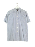 Vintage Damen 90s Striped Kurzarm Hemd Blau L (front image)