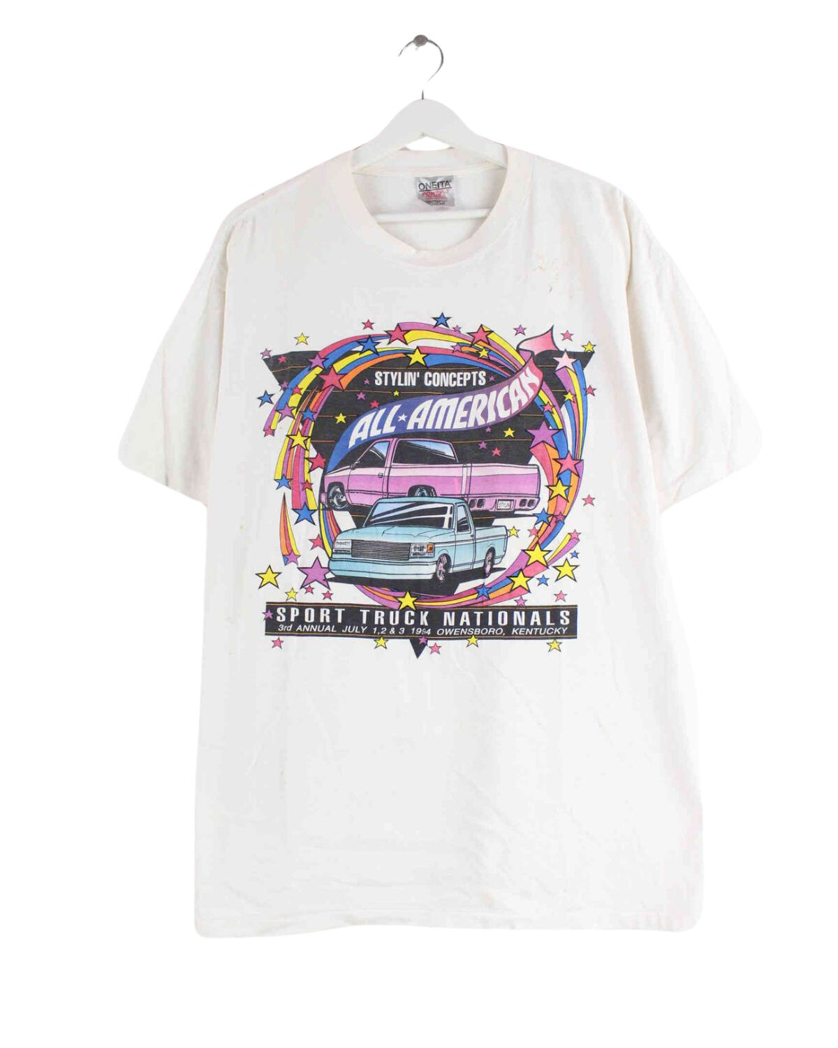 Oneita 1994 Truck Print T-Shirt Weiß XL (front image)