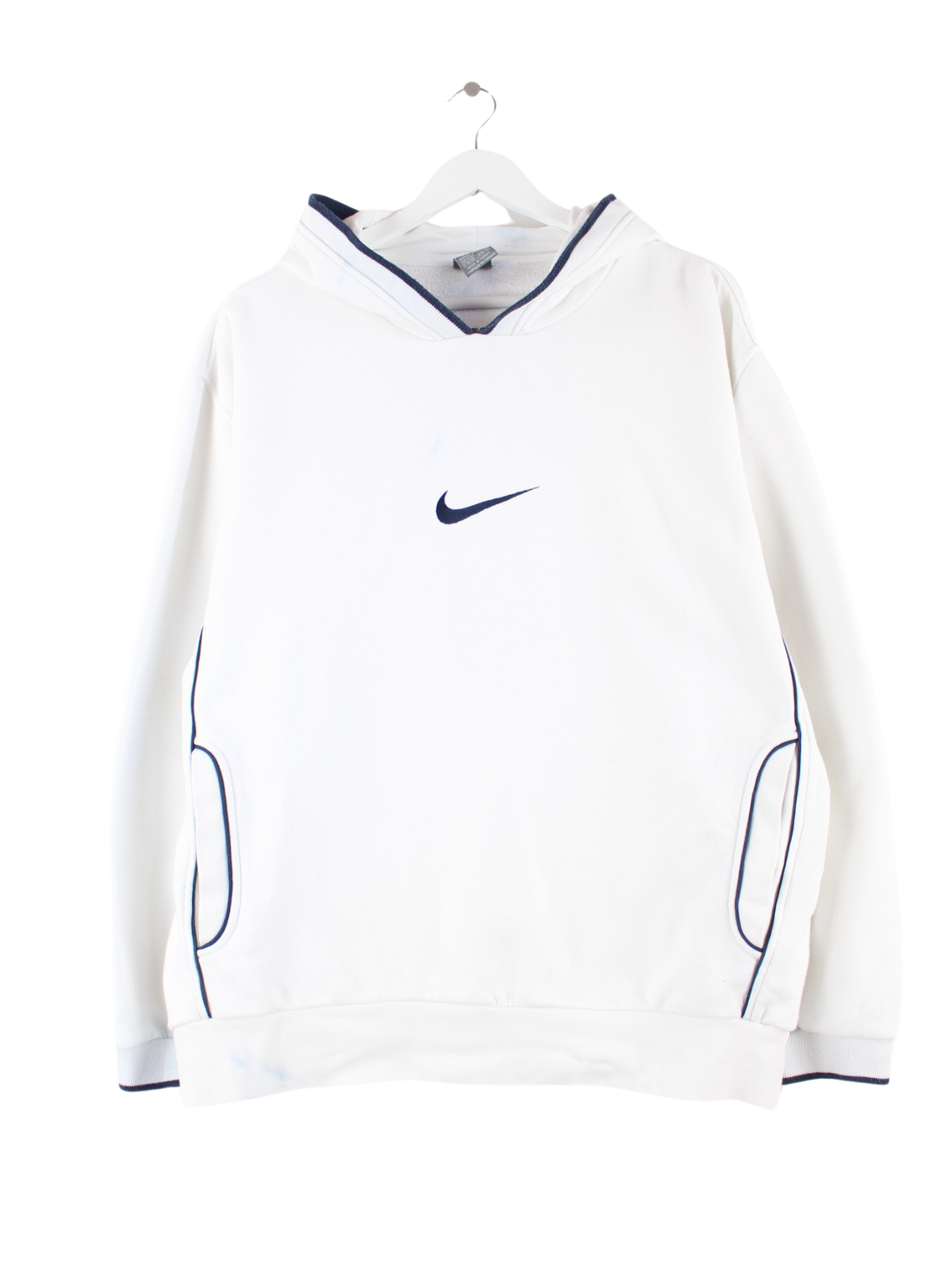 Nike 00s Big Center Swoosh Embroidered Hoodie White XL Peeces