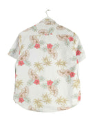 Vintage Flower Pattern Short Sleeve Hemd Grau L (back image)