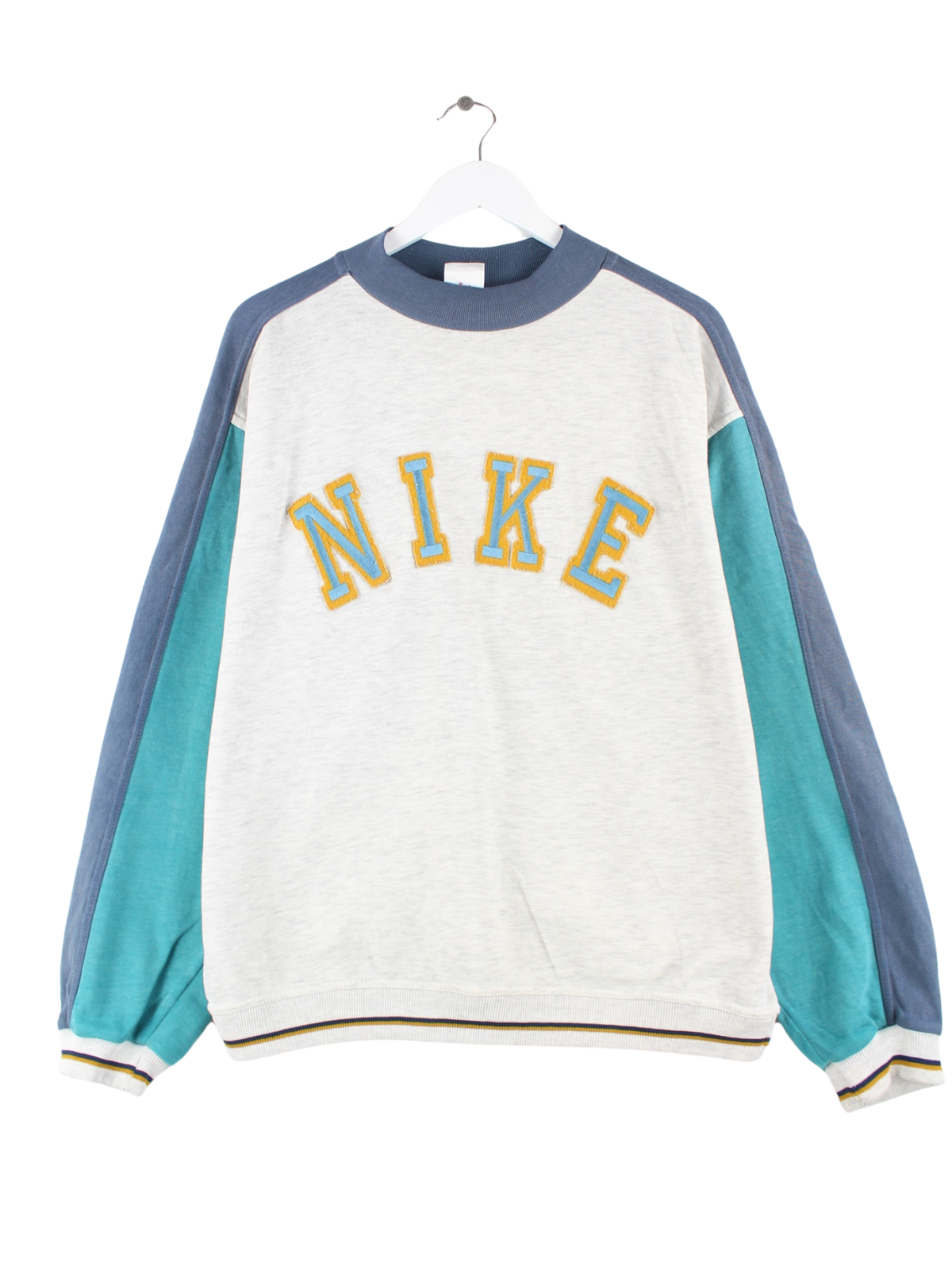 Nike 80s Vintage Spellout Embroidered Sweater Gray M Peeces