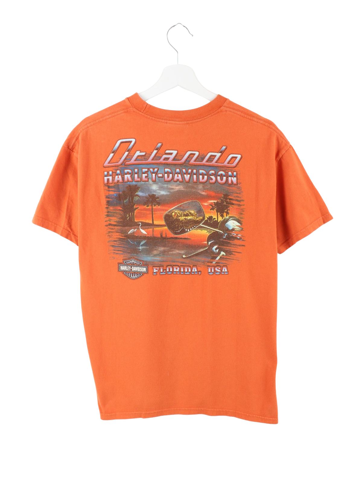 Harley Davidson Florida Print T-Shirt Orange L