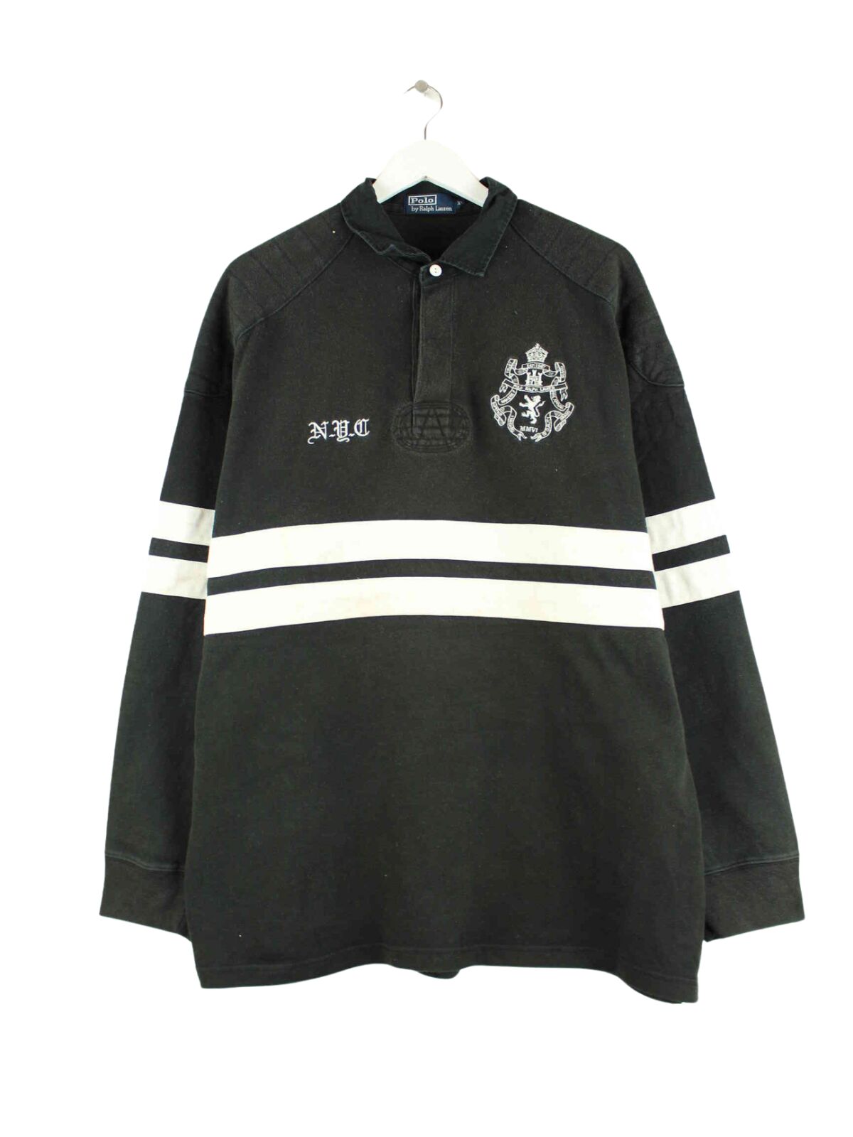 Ralph Lauren 90s Vintage Embroidered Polo Sweater Schwarz XL (front image)