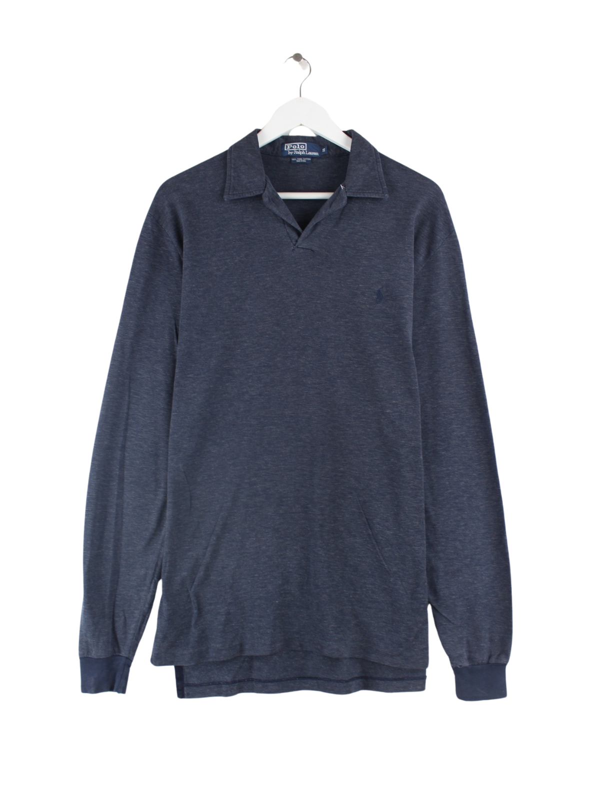 Ralph Lauren 90s Vintage Pima Cotton Long Sleeve Polo Blue S Peeces