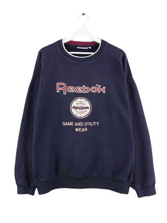 Reebok 90s Embroidered Baseball Sweater Blau XL