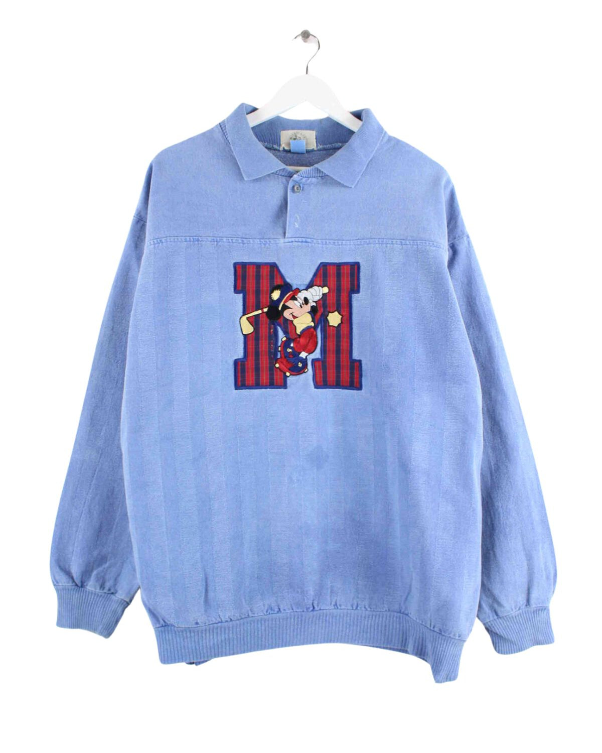 Disney 90s Vintage Mickey Mouse Golf Embroidered Polo Sweater Blau XL (front image)